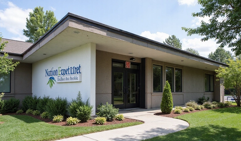 Esterno dell'edificio di NutritionExpert Mammola, con insegna chiara e ingresso accogliente.