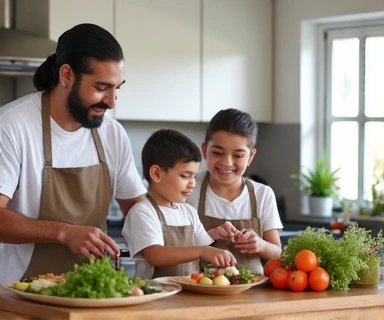 Famiglia che cucina insieme