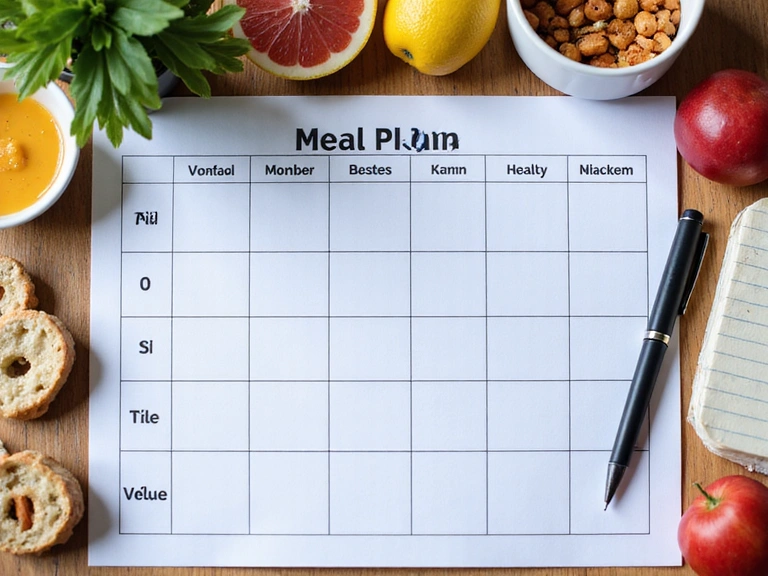Grafico di un piano alimentare con una penna e un quaderno