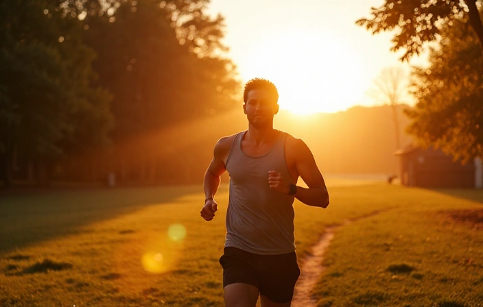 Persona energica che fa sport dopo una colazione sana.